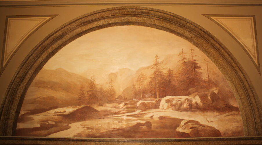 [:de]Alte Wandmalerei Berglandschaft [:en]Old mural mountain scene [:ru]Старая фреска гора сцена