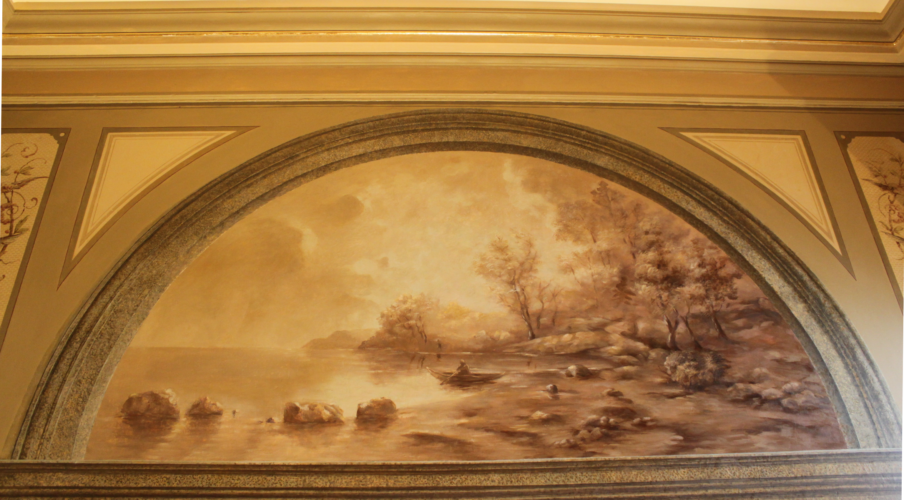 [:de]Alte Wandmalerei Seenlandschaft [:en]Old mural lake scene [:ru]Старый настенная озеро сцены